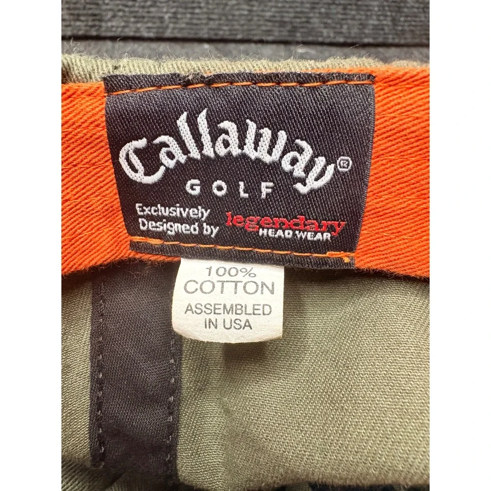 Callaway Golf Hat Mens Adjustable Olive Green Orange Cotton Twill Baseball Cap